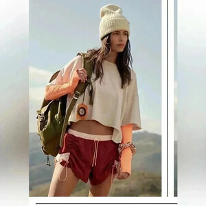 *Rare* FP Free People Movement Rappel Shorts XS burgundy pink pockets ethically